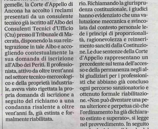 Sentenza Corte di Appello