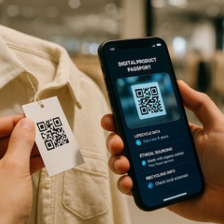 Schema del passaporto digitale del prodotto moda tra dati prodotto, tracciabilità e conformità