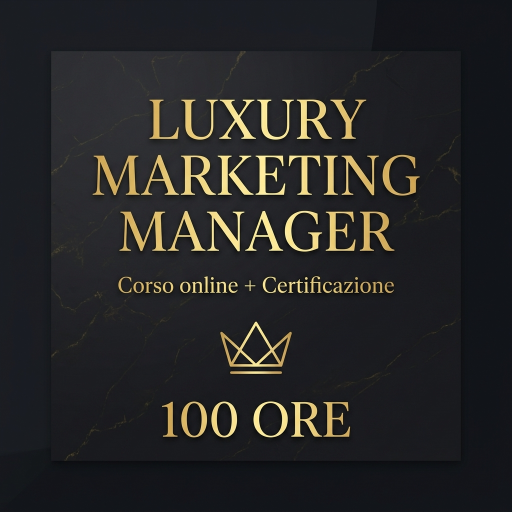 Promotional poster for 'Luxury Marketing Manager' online course with certificate, 100 hours.